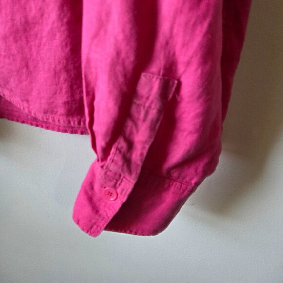 EUC ZARA PINK SEMI CROPPED BUTTON DOWN 100% LINEN SHIRT SIZE XXL WMN - Picture 11 of 16
